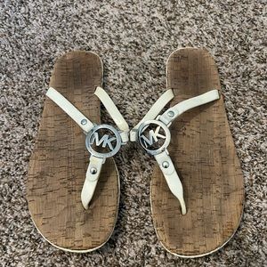 White & Silver Michael Kors Sandals Size 8.5
